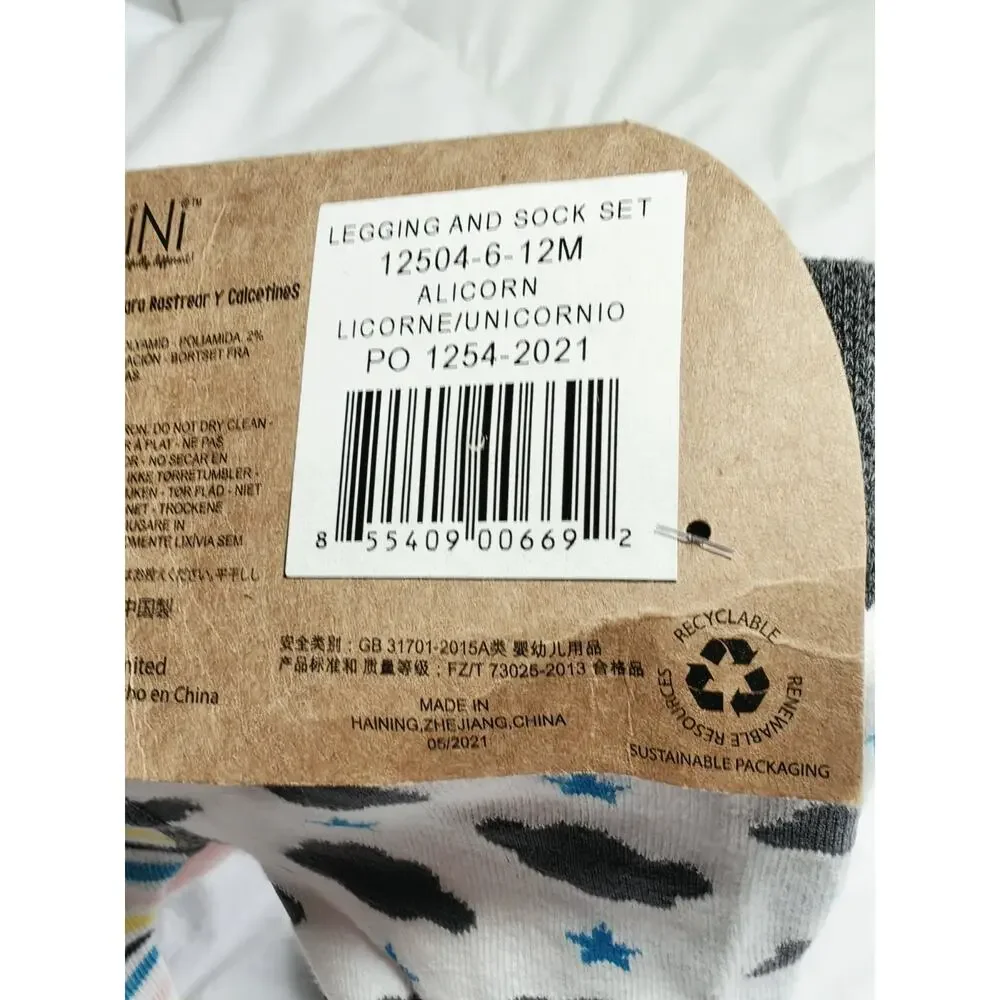 Zoocchini Baby Girl Crawler Leggings & Socks Set Unicorn 6-12Month Confort Nwt